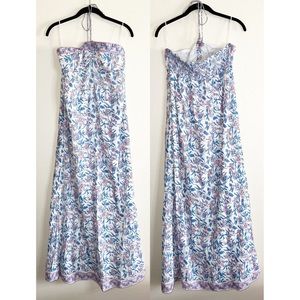 SAYLOR blue and pink lotus floral Topanga tie neck maxi dress M NEW